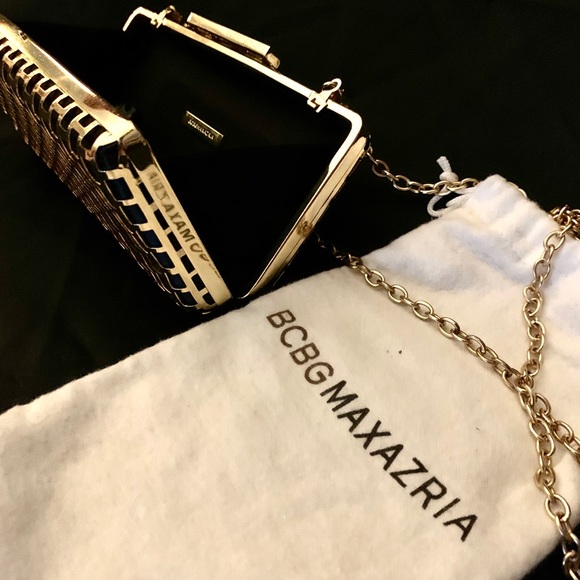 BCBG MACAZRIA Mina Cage Clutch - Gold and Black - Picture 3 of 8